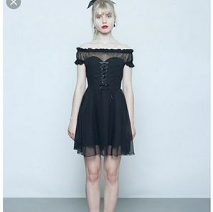Punk Rave Black Gothic Off-the-Shoulder Sweet Sho